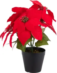 NENURODYTA_V Artificial Poinsettia Flower, 30 cm