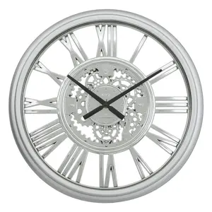 ATMOSPHERA Ricky Wall Clock, 40 cm, Silver