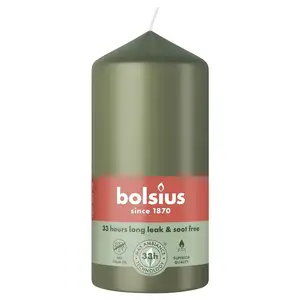 Bolsius Cylindrical Candle, 12 x 5.8 cm, Green