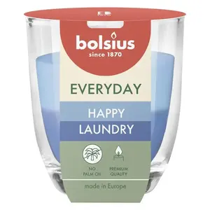 Bolsius Happy Laundry Scented Candle, 21 Hours, Blue/Light Blue