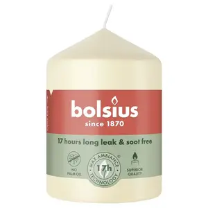 Bolsius Cylindrical Candle, 8 x 5.8 cm, Ivory