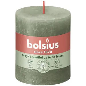 Bolsius Rustic Cylindrical Candle, 8x6.8 cm, Olive Green