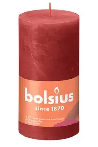 Bolsius Rustiko Shine Cylinder Wax Candle, Red