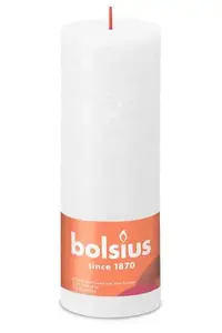 Bolsius Rustiko Shine Cylinder Wax Candle, White, 190x68 mm