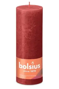 Bolsius Rustiko Shine Cylinder Wax Candle Red 190x68 mm