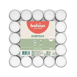 Bolsius tējas sveces, degšanas laiks 3.5 stundas, 50 gabali