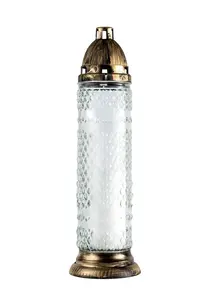 Luxa Barokas Pillar Candle, 55-hour burn time, transparent