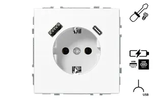 Liregus elektriskā rozete ar zemējumu, matēti balta, IUK-3-01.M/WM