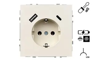 LIREGUS IUK-3-01.M/SM kontaktligzda ar USB Type-A un Type-C pieslēgvietām, Modern Sand krāsā