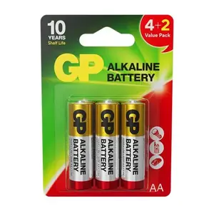 GP 15AR AA sārma baterijas, 6 gab.