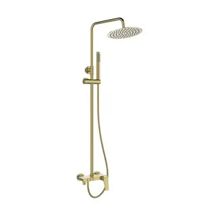 Invena Nestos Shower Set with Mixer, Gold