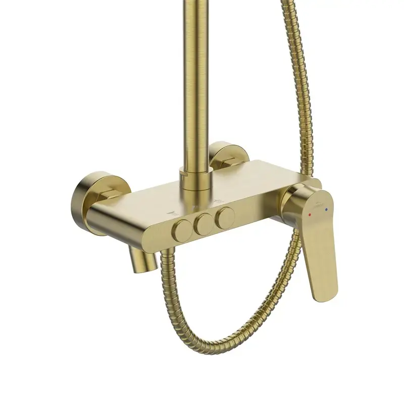 Invena Nestos Shower Set with Mixer - Gold Photo 3