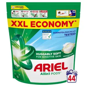 Veļas mazgāšanas kapsulas Ariel All-in-1 PODS Sensitive, 44 gab.