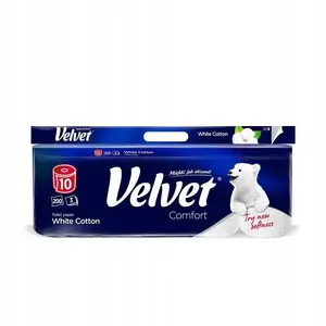 Velvet White Cotton Toilet Paper, 10 Rolls