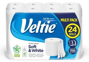 Veltie Soft & White tualetes papīrs, 24 ruļļi