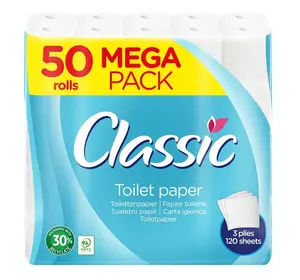 Classic tualetes papīrs, 50 ruļļi