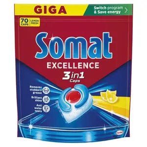 Trauku mazgājamās mašīnas kapsulas Somat Lemon, 70 gab.
