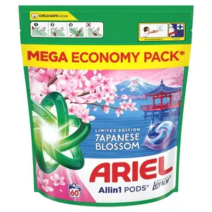 Ariel Lenor Japanese Blossom Washing Capsules, 60 pcs