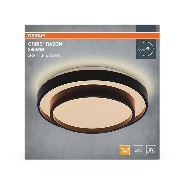 Osram LED griestu gaismeklis 24W 3000K melns Photo 3