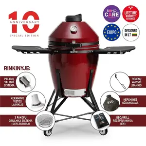 Kamado Bono MEDIA EVO 22 Ceramic Grill, 79 cm, Red
