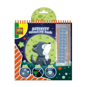 SES Creative Glow in the Dark 3-in-1 Activity Colouring Book for Children Age 3+