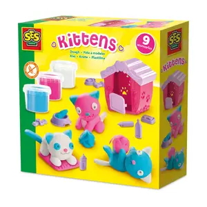 SES Creative 00506 Modeling Clay Set for Making Kittens with Accessories and Cat House