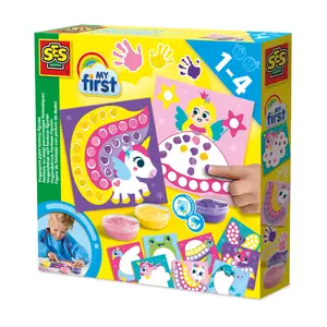 SES Creative My First 14446 Fingerprint Paint Fantasy Figures Set with 10 Printed Cards and 3 Paint Colors
