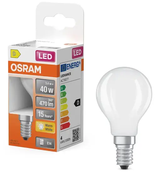 Osram LED spuldze E14 3.4W 2700K Photo 5