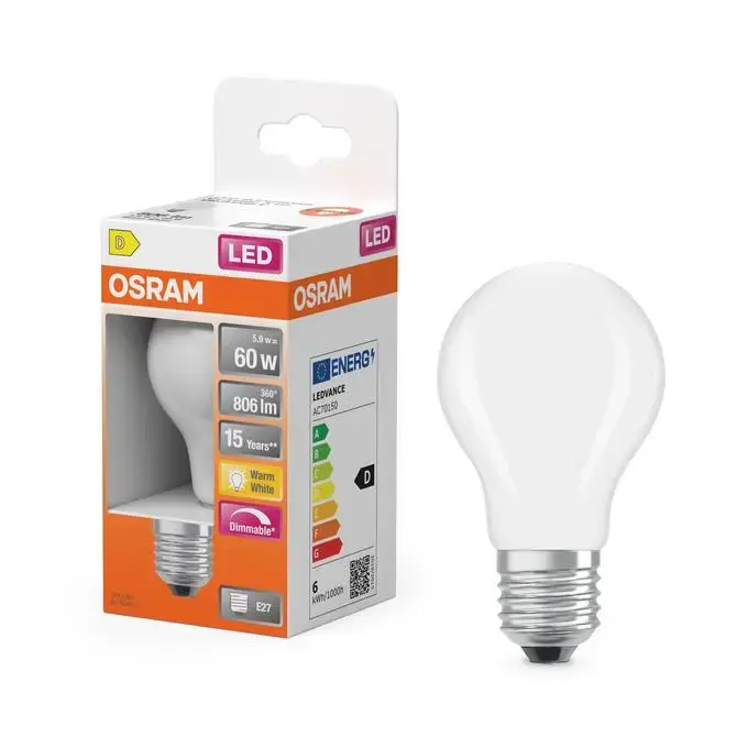 Osram LEDSCL A60 E27 5.9W LED spuldze Photo 3