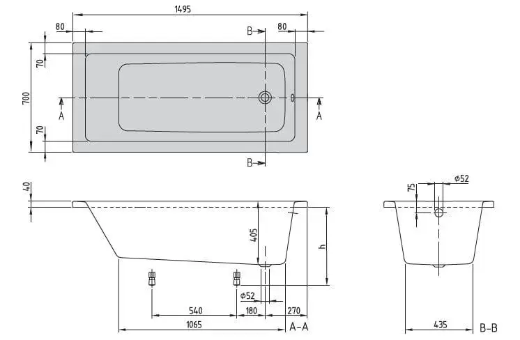 Ванна Villeroy & Boch Targa Plus 1500x700 мм Photo 2