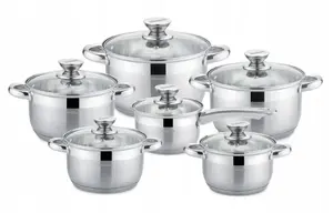 Ofenbach 100001 Stainless Steel Pot Set, 6-Piece with Glass Lids