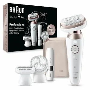 Braun Silk-épil 9 Flex 9-360 3D Epilator with 40 MicroGrip Tweezers, Rose and White