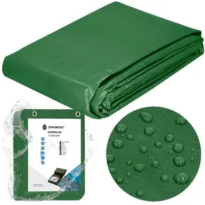 Springos GA2137 Tarpaulin 2 x 3 m Dark Green/Silver with Aluminum Eyelets