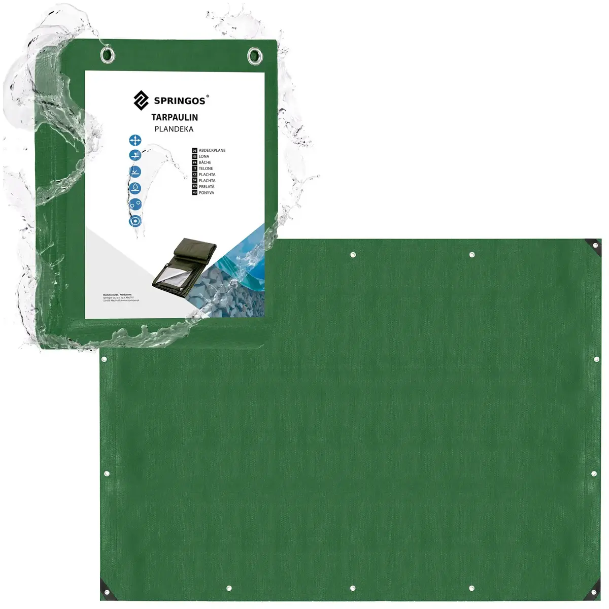 Springos GA2137 Tarpaulin 2 x 3 m Dark Green/Silver Photo 5