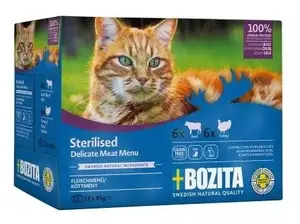 Влажный корм для стерилизованных кошек BOZITA кусочки в желе с мясом, мультибокс 12 x 85 г