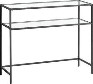 Vasagle Console Table with Tempered Glass Top, Steel Frame and 2 Shelves