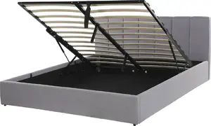 Кровать с подъемным механизмом Beliani DREUX 160 x 200 см светло-серая