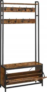 Vasagle HSR405B01 Coat Rack with Shoe Bench and 9 Hooks