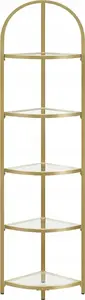 Vasagle 5-Tier Corner Shelf with Glass Shelves and Steel Frame