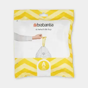 Brabantia 137600 Trash Bags, 5 L, White, 40 Pieces