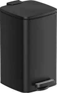 Songmics Bathroom Trash Can with Lid, 8L, Soft-Close, Steel, Black