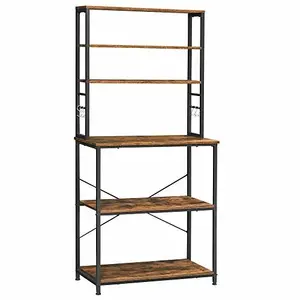 Vasagle KKS019B01 Baker's Rack with Steel Frame and Wooden Shelves