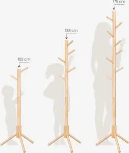 Vasagle RCR004N01 Freestanding Coat Rack with Solid Wood Construction