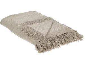 Beliani YERBENT Cotton Bedspread, Beige-Grey