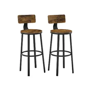 Vasagle Tall Bar Chairs with Backrest, Particle Board Seat, Steel Frame