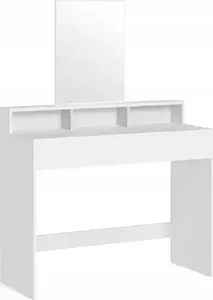 Vasagle Dressing Table with Large Mirror, 2 Drawers and 3 Open Compartments, Modern White