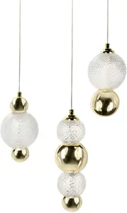 Beliani SORA 3-punktu piekaramā lampa LED zelta krāsā ar stiklu