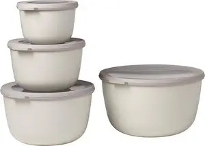 Mepal Cirqula Round Bowl Set 4-Piece 500ml 1000ml 2000ml 3000ml Nordic White
