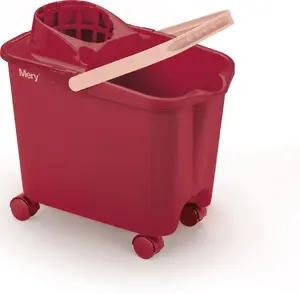 NPC Polska Mery Rectangular Mop Bucket with Wringer, 14L, Red