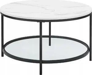 Vasagle Coffee Table with Glass Top and Storage Shelf